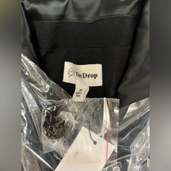 The Drop Black Double-Breasted Blazer Mini Dress, Satin Lapel, Size: XS - Picture 6 of 7